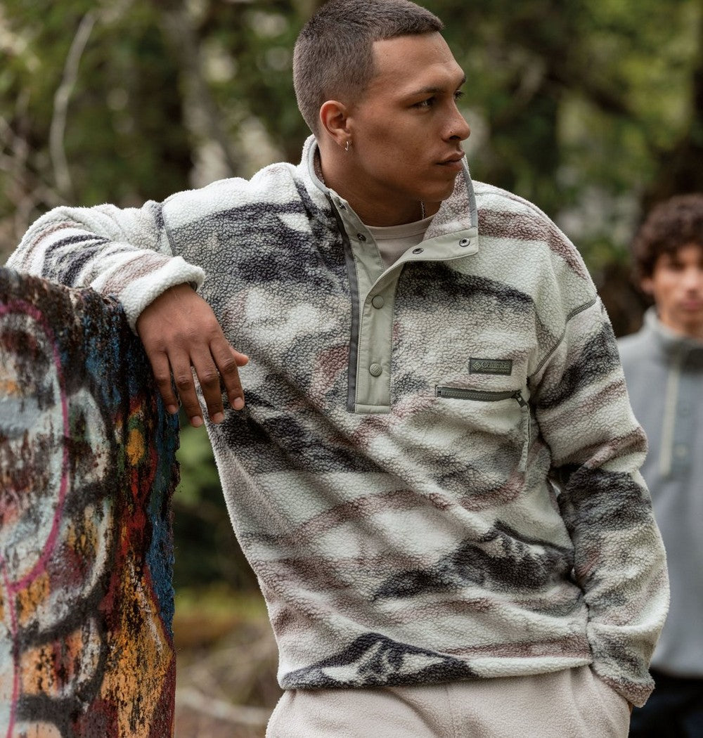 Men's Printed Half-Snap Fleece Pullover