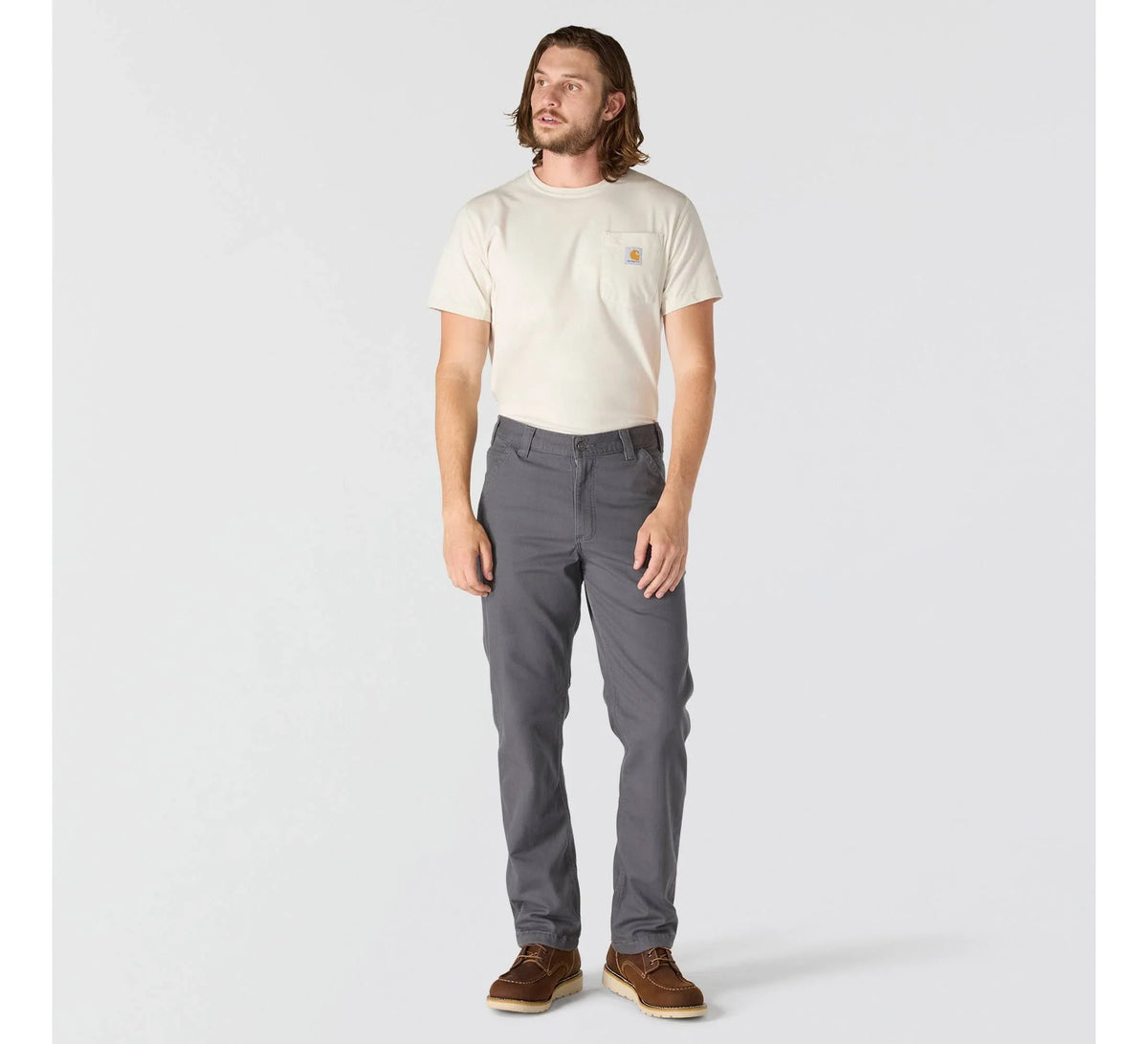 Relaxed Straight Fleece-Lined Work Pants - Gray