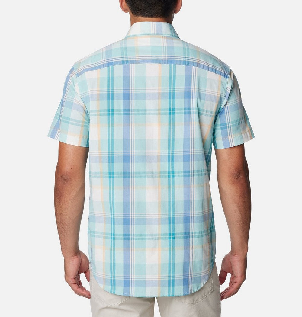 Men's Stretch Short Sleeve Plaid Shirt - Navy