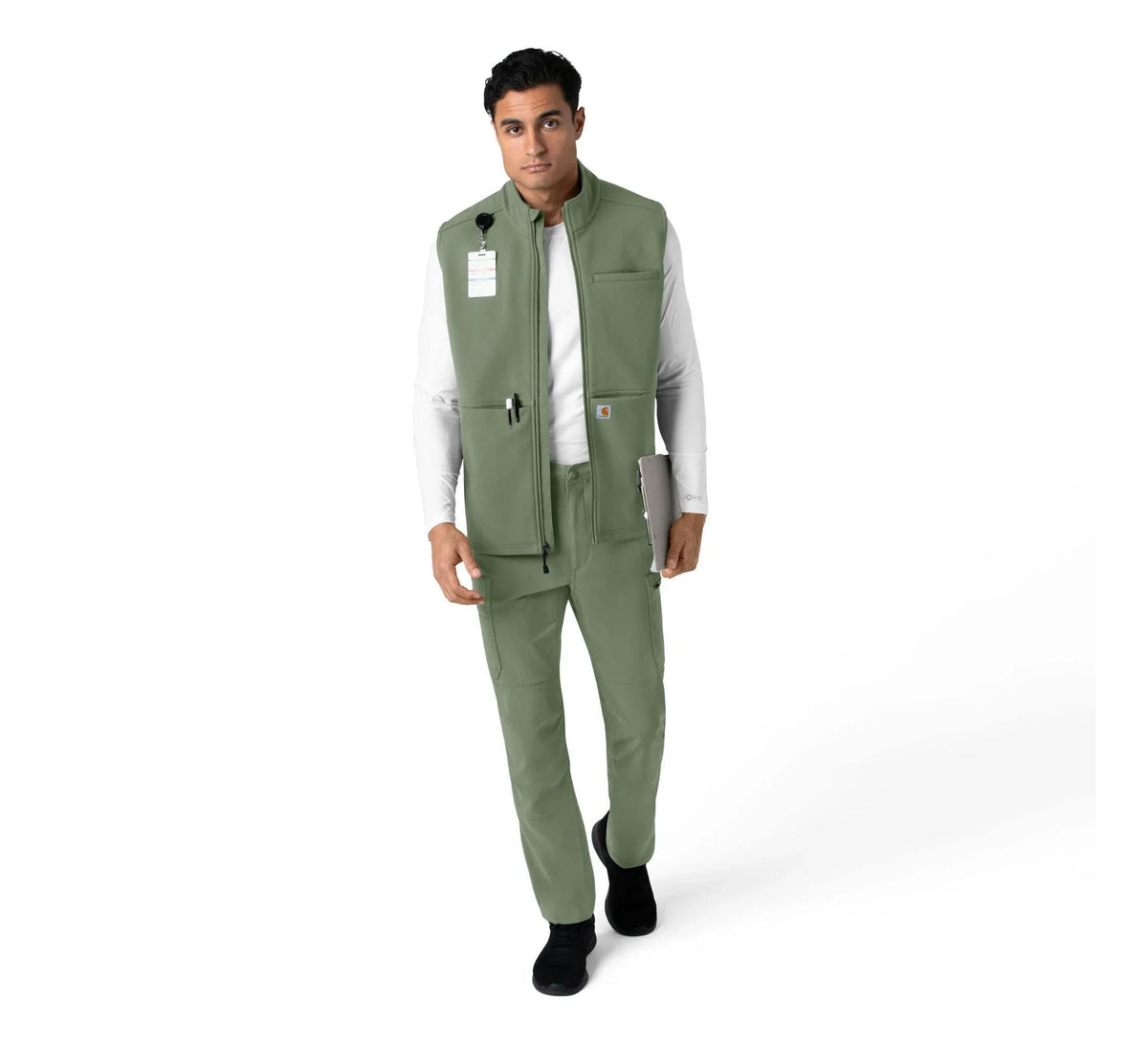 Men's Full-Zip Bonded Fleece Vest - Olive