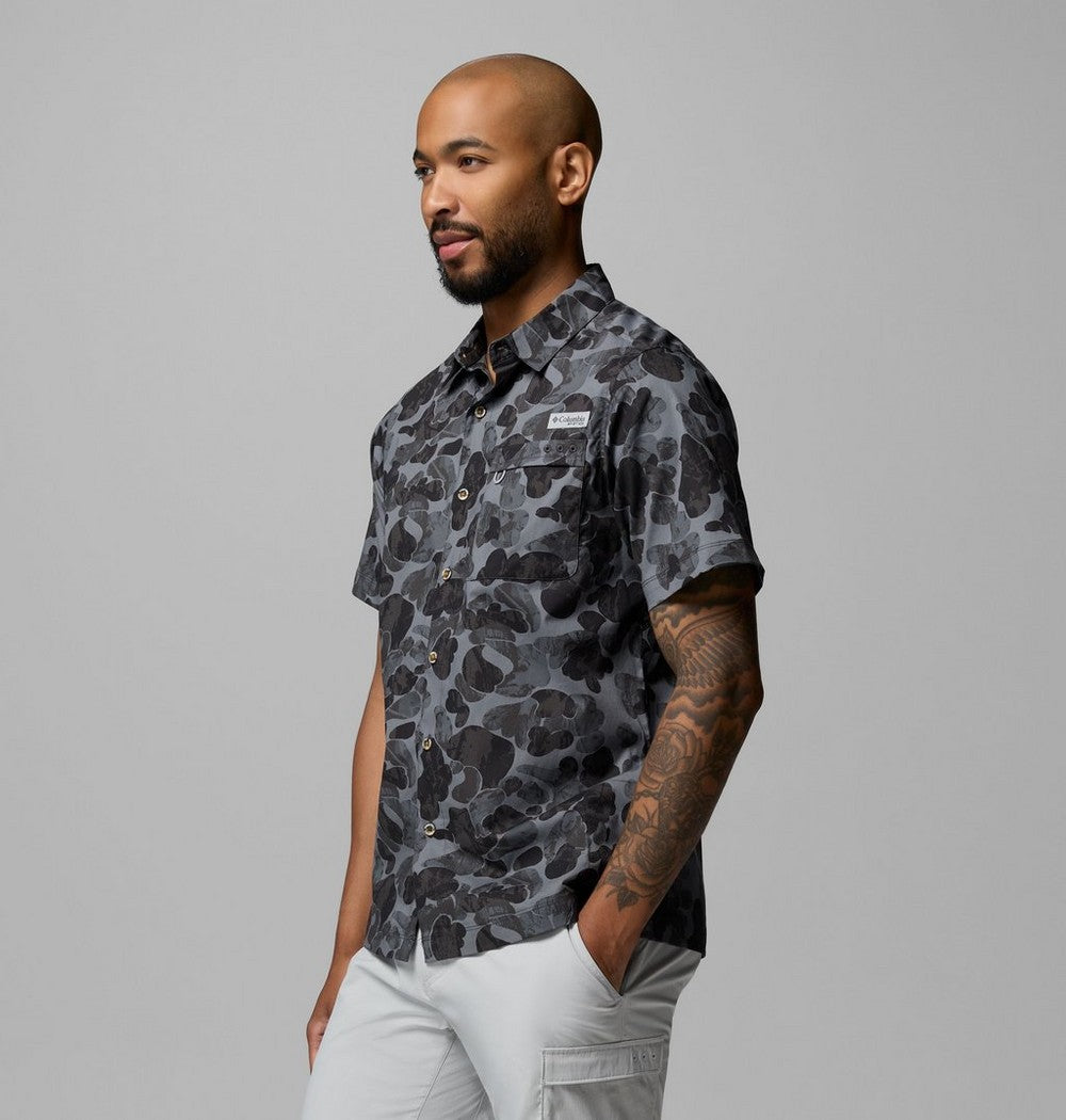 Men's Short-Sleeve Cotton Camp Shirt - Gray