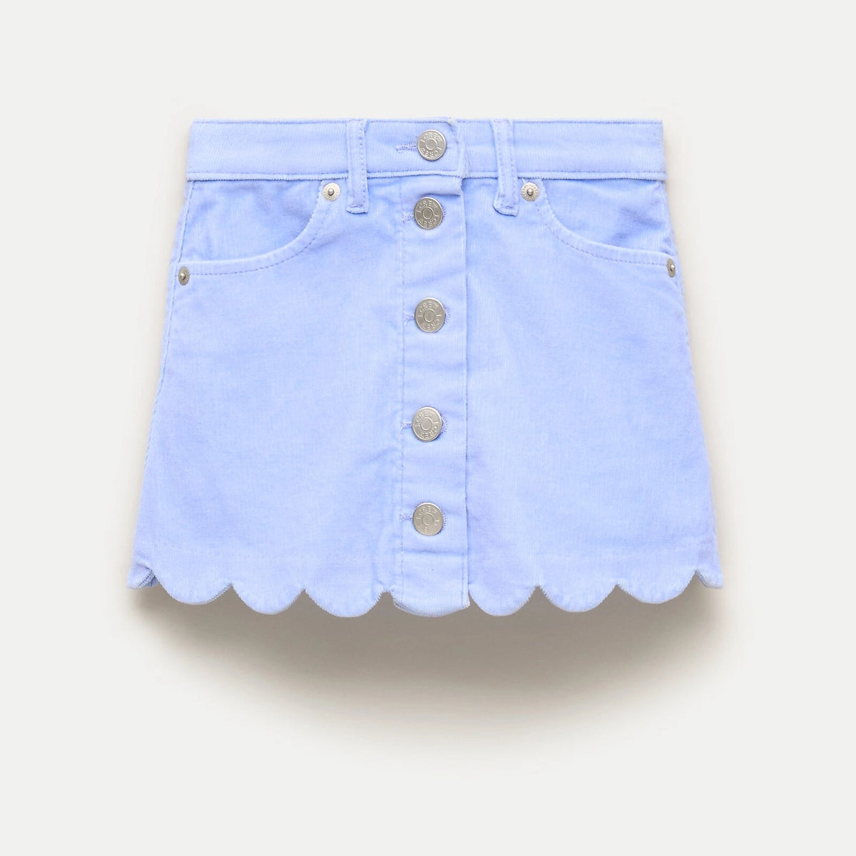 Girls' Scalloped Corduroy Skirt - Ecru