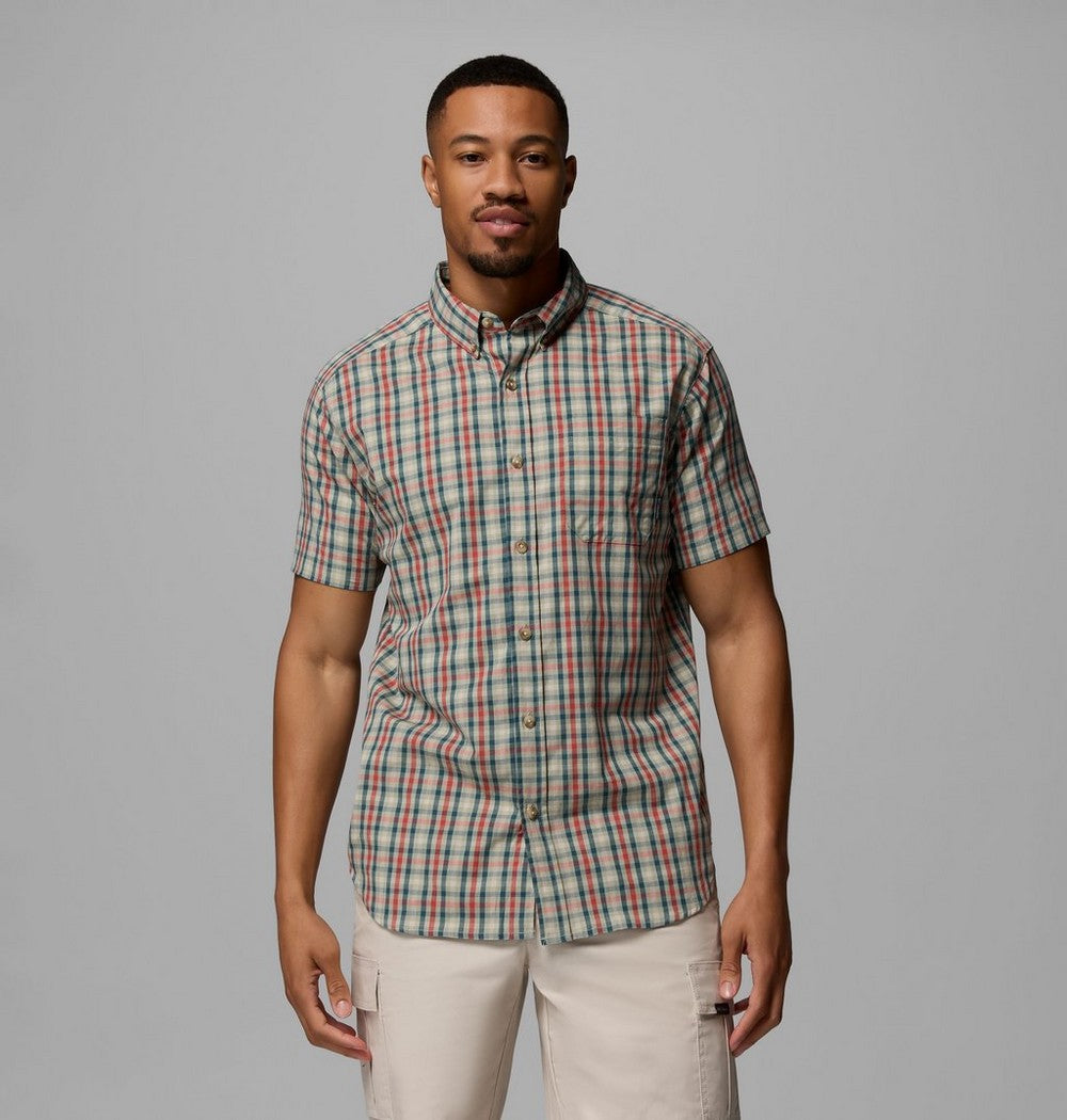 Men's Stretch Short Sleeve Plaid Shirt - Navy