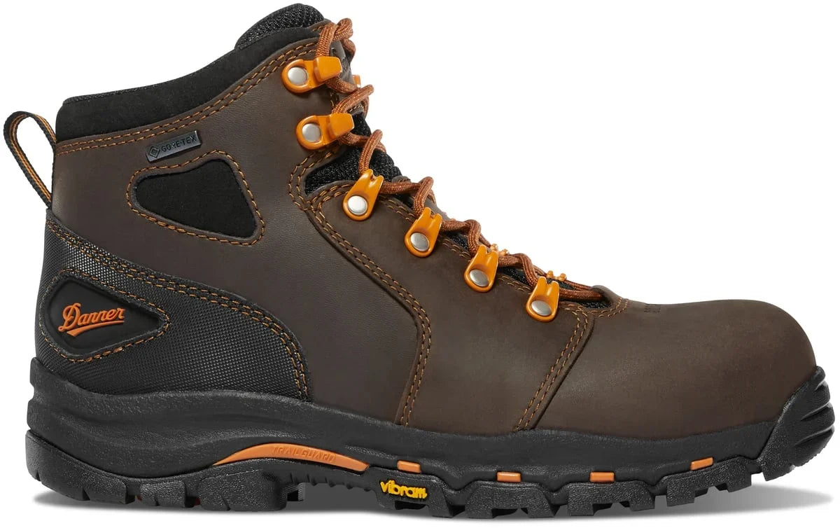 Women's Waterproof Leather Work Boot - Brown/Orange