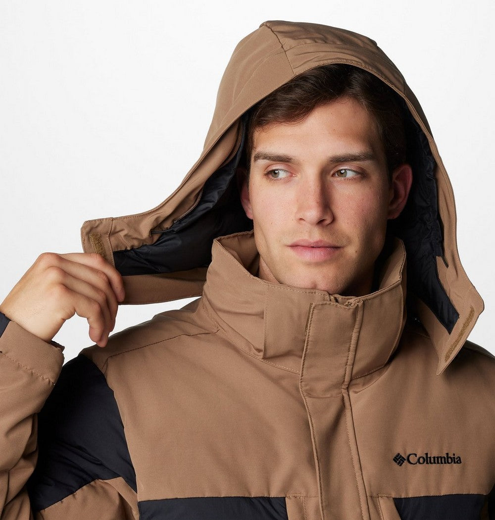 Men's Hooded Insulated Parka - Brown Black