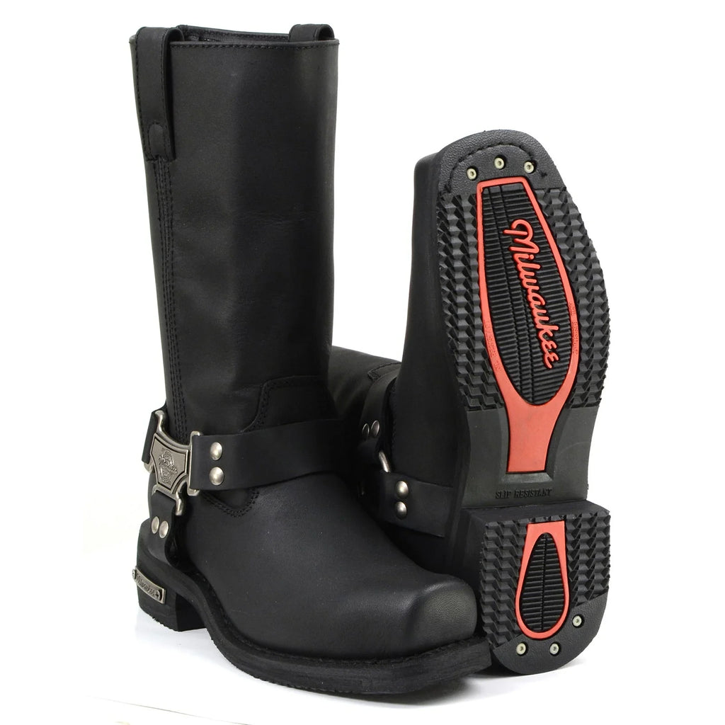 Men's Harness Motorcycle Boots - Black