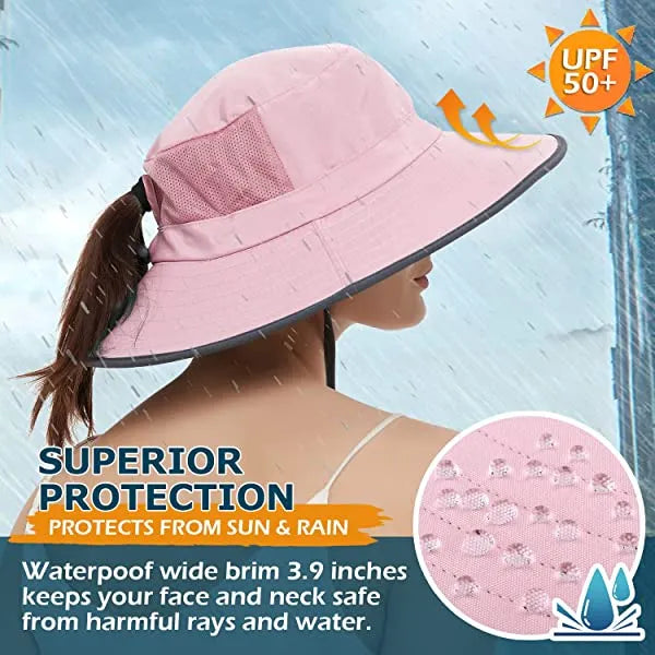 Sun Hat For Men/Women, Waterproof Wide Brim Bucket Hat Foldable Boonie Hat For Fishing Hiking Garden Safari Beach Upf 50/Waterproof