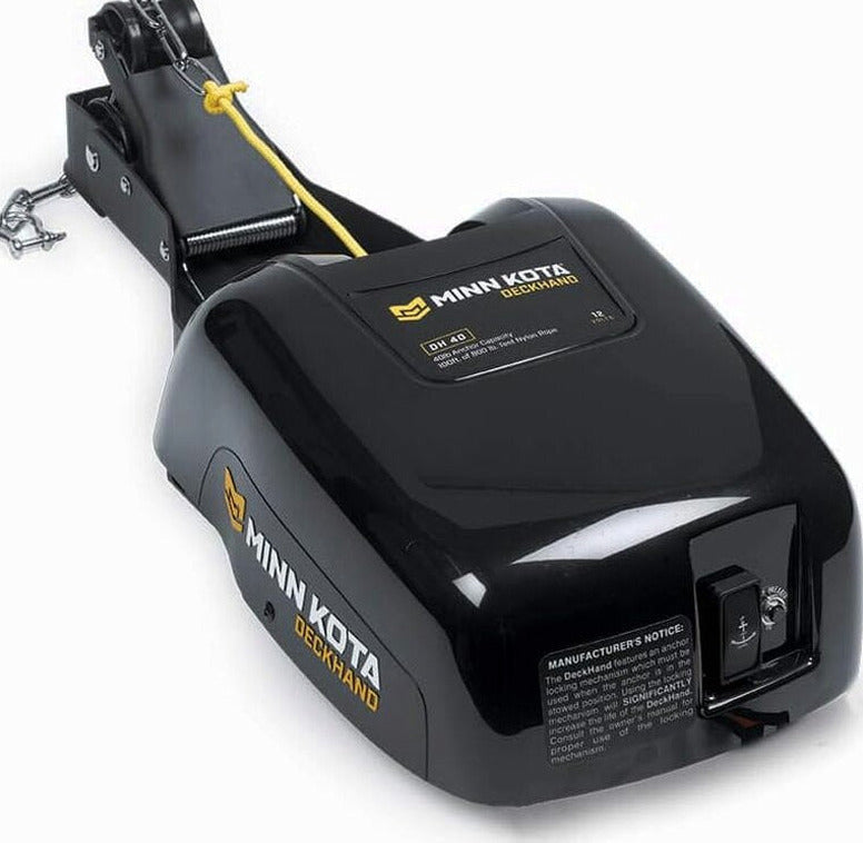 Minn Kota Deckhand 40 Electric Anchor Winch - 40 lb Capacity, 100 ft Nylon Rope, Horizontal Davit