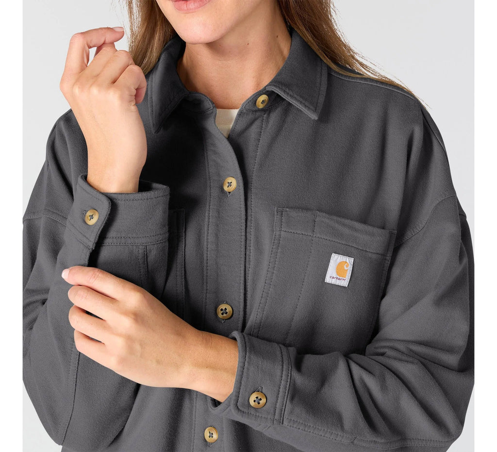 Women's Cotton French Terry Overshirt - Green