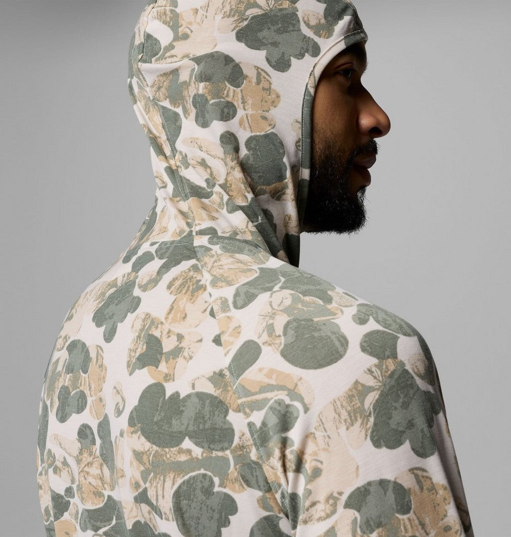 Men's Printed Fishing Hoodie - Gray Camo