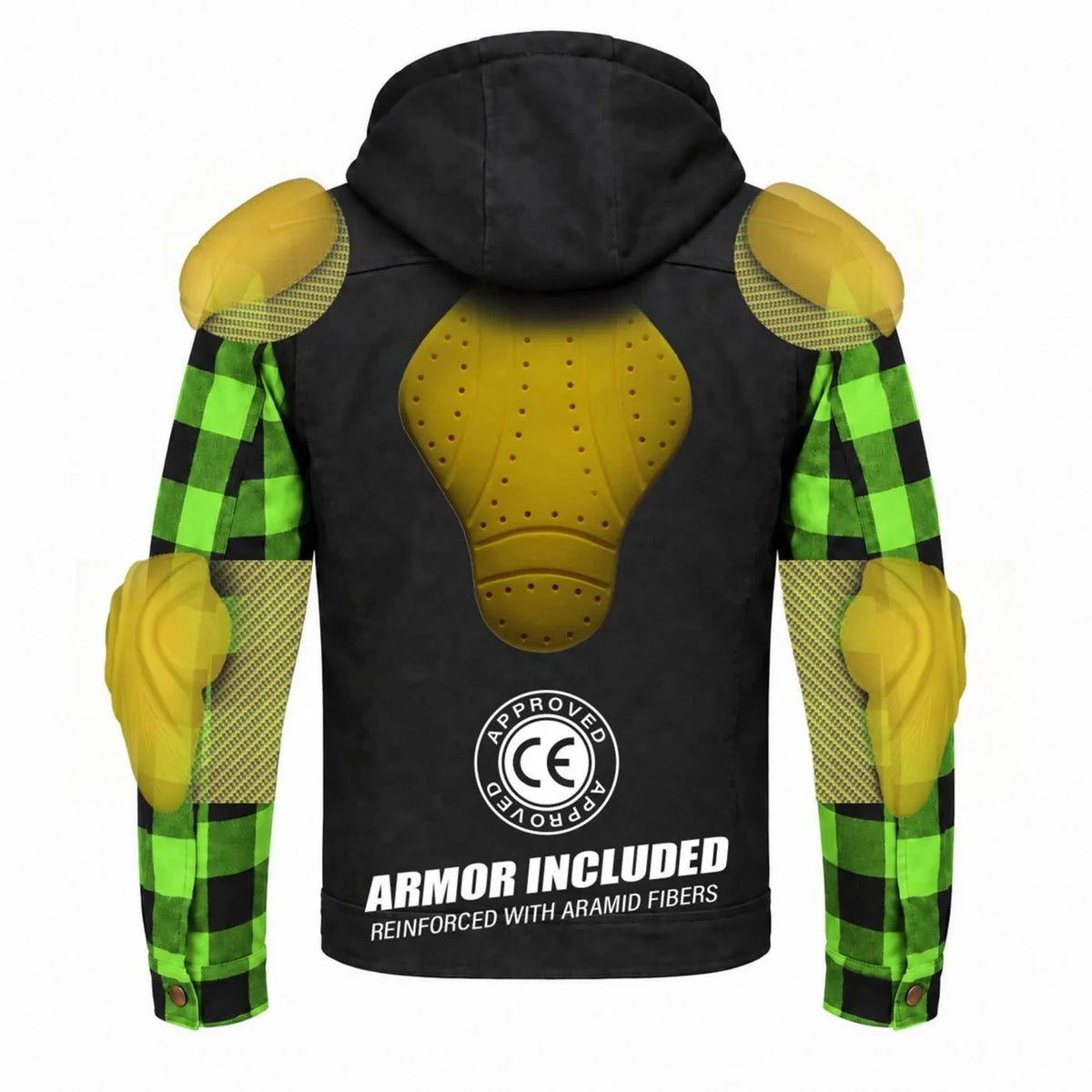 Men's Armored Denim Hooded Jacket - Black/Green