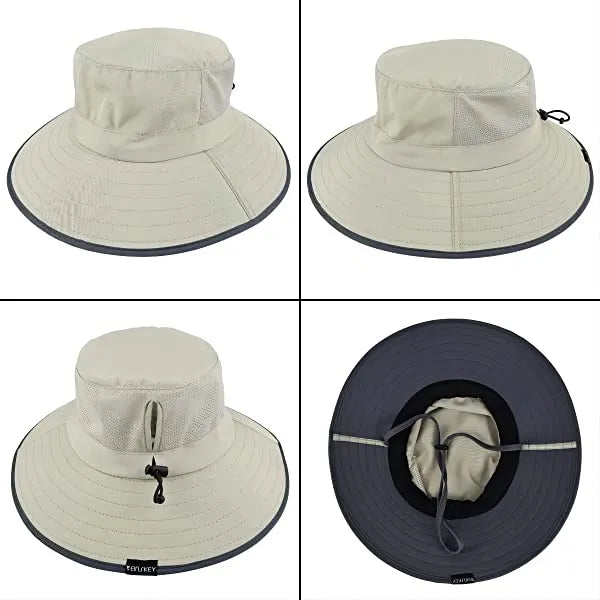 Sun Hat For Men/Women, Waterproof Wide Brim Bucket Hat Foldable Boonie Hat For Fishing Hiking Garden Safari Beach Upf 50/Waterproof