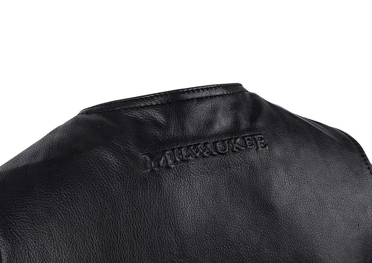 Men's Side-Laced Cowhide Motorcycle Vest - Black