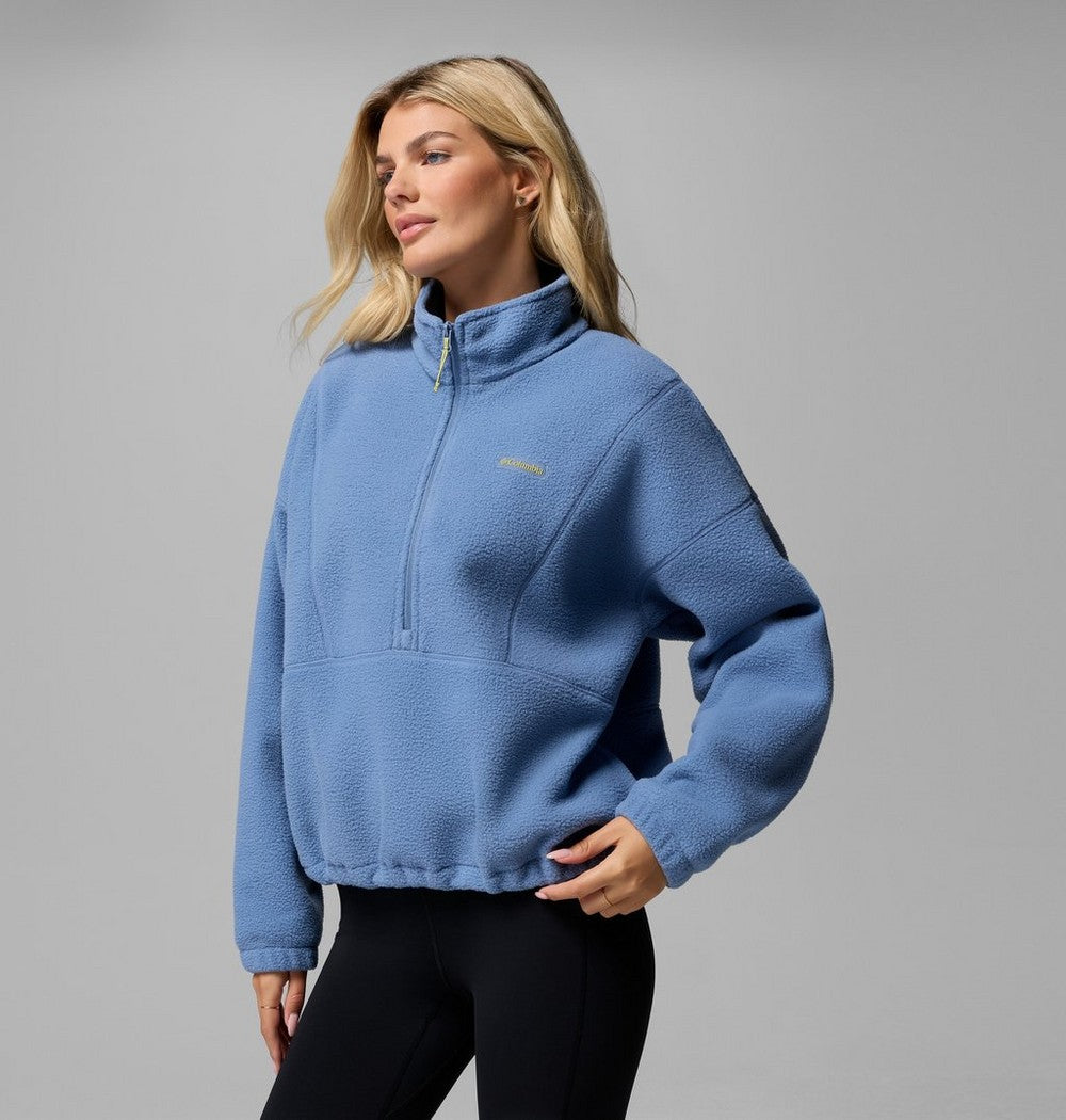 Women's Fleece Half-Zip Pullover - Blue Grey