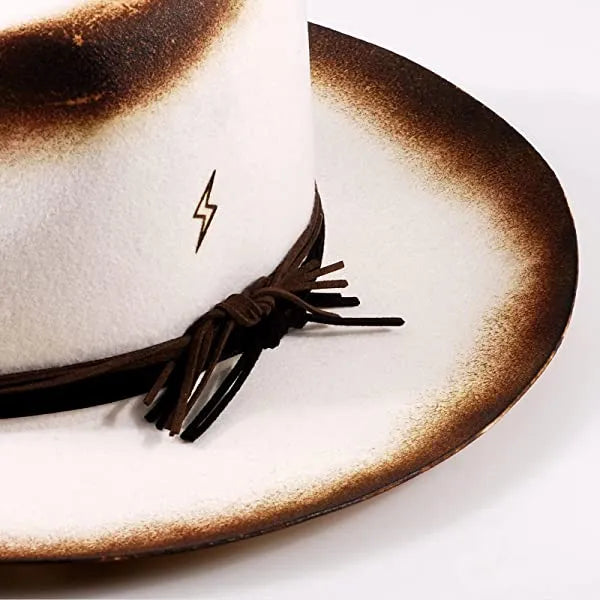 Vintage Fedora Lightning Hat-Burnt White