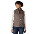 Women's Sherpa-Lined Mock Neck Vest - Taupe