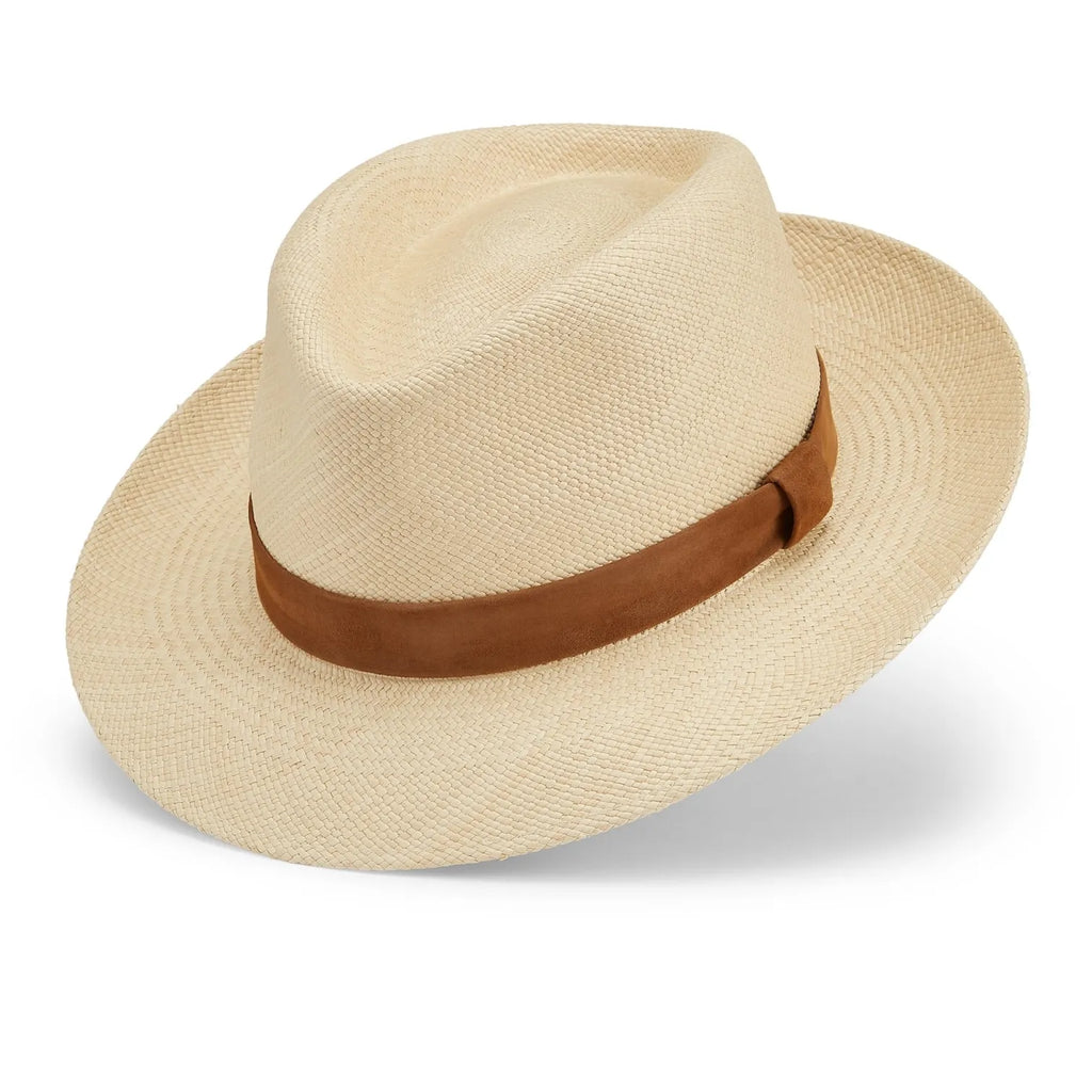 Advanced Original Panama Natural Toquilla Straw | 2.5 Cm Suede Trim-Handwoven In Ecuador