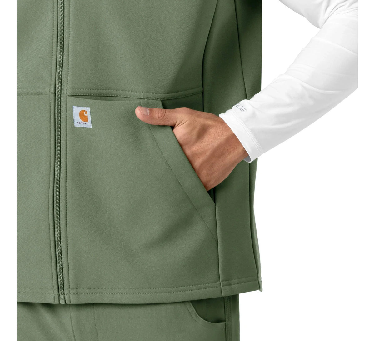 Men's Full-Zip Bonded Fleece Vest - Olive