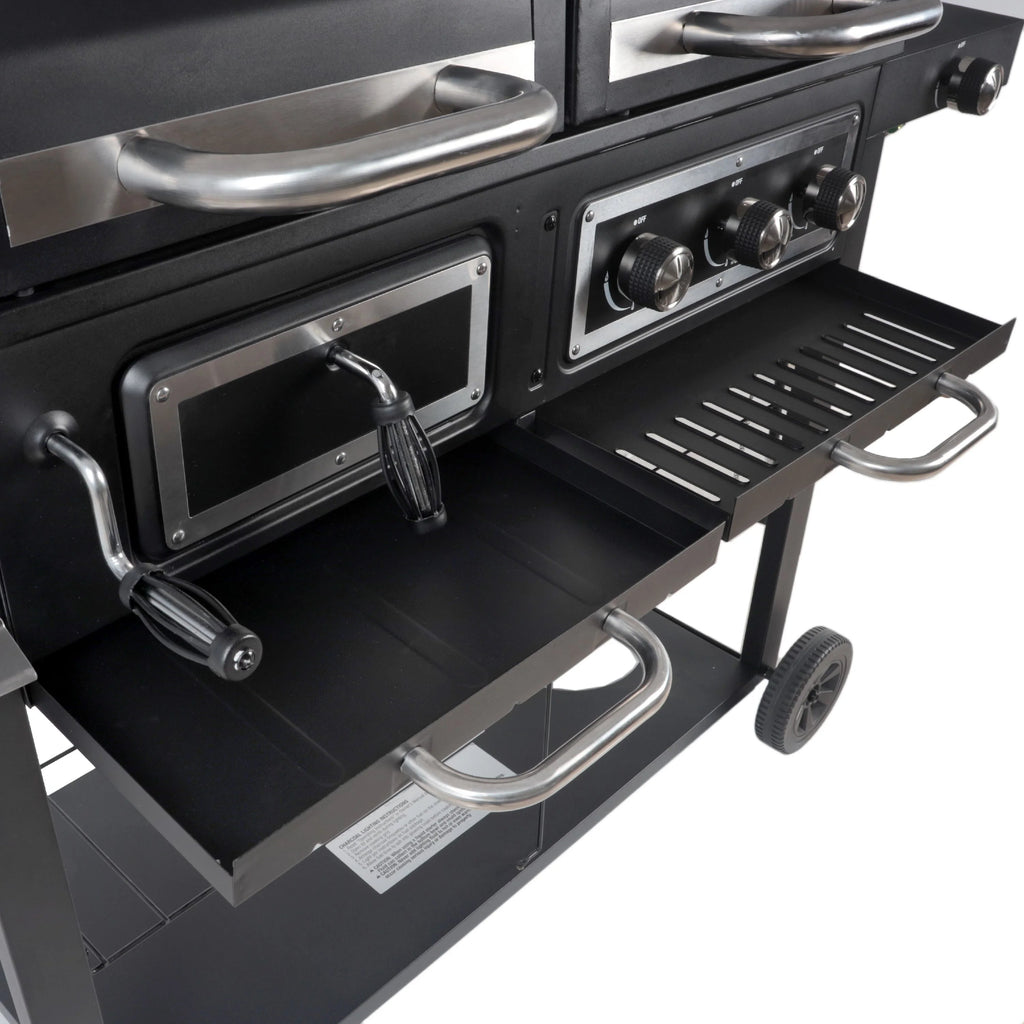 Dual Fuel Gas And Charcoal Combo Grill, Black With Stainless - GBC1793W