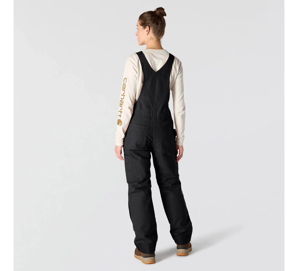 Women's Insulated Cotton Canvas Bib Overalls - Black