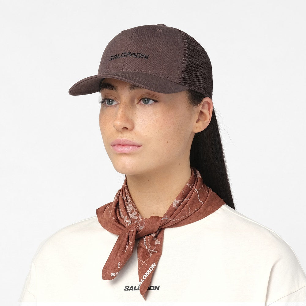 Cotton Mesh Trucker Cap - Brown