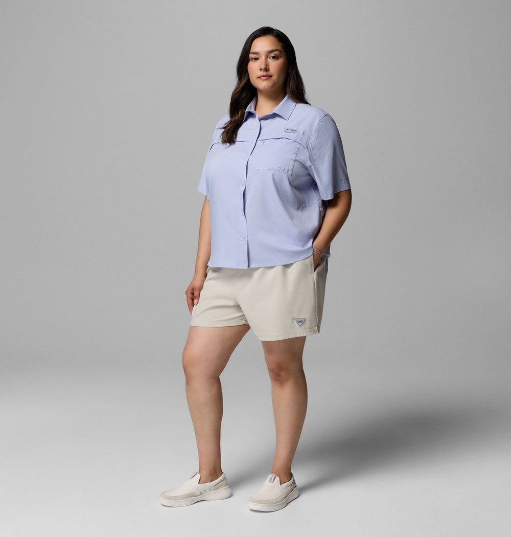 Women's Plus Short-Sleeve Fishing Shirt - Blue