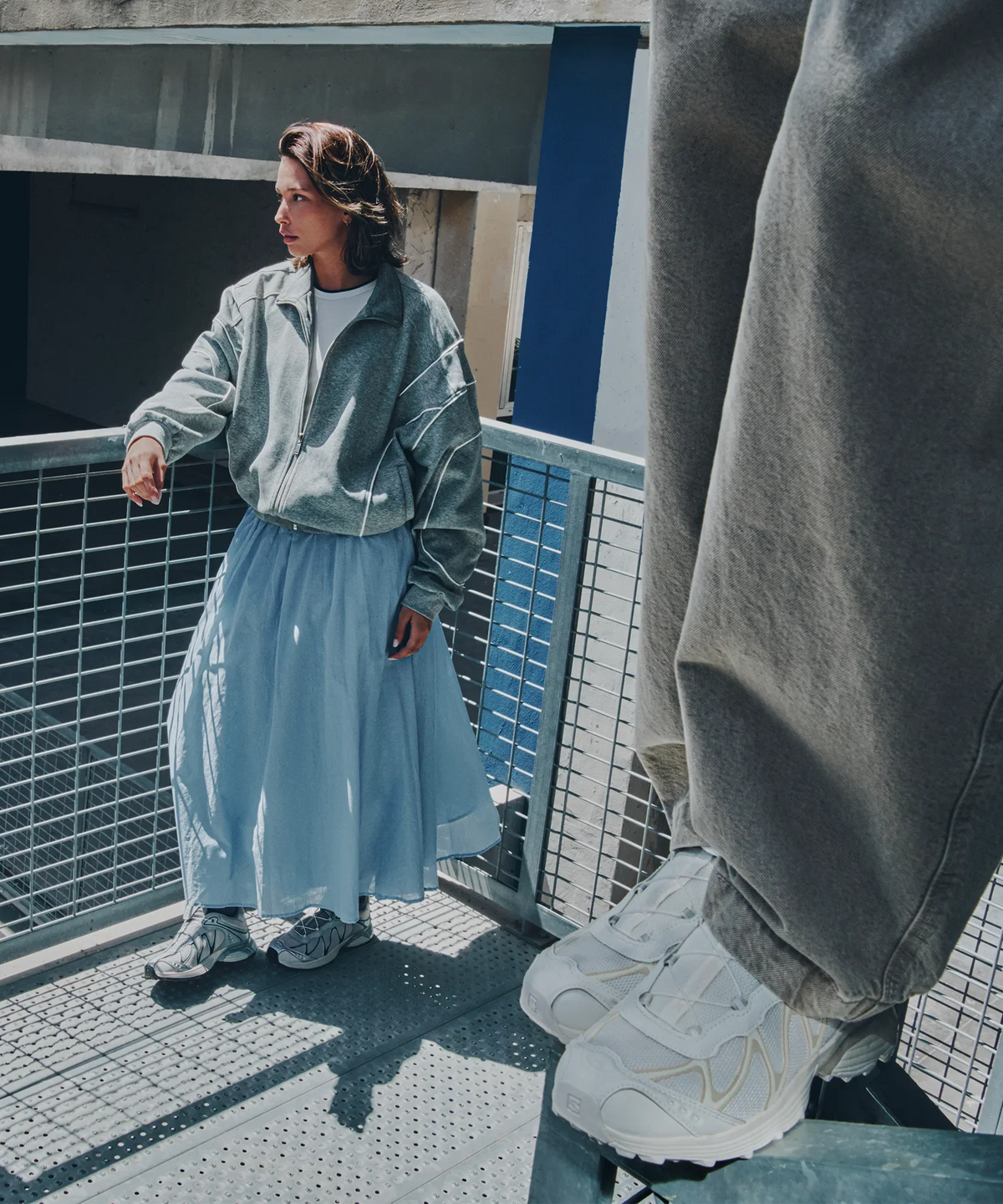 Layered Mesh Trail Sneaker - Silver