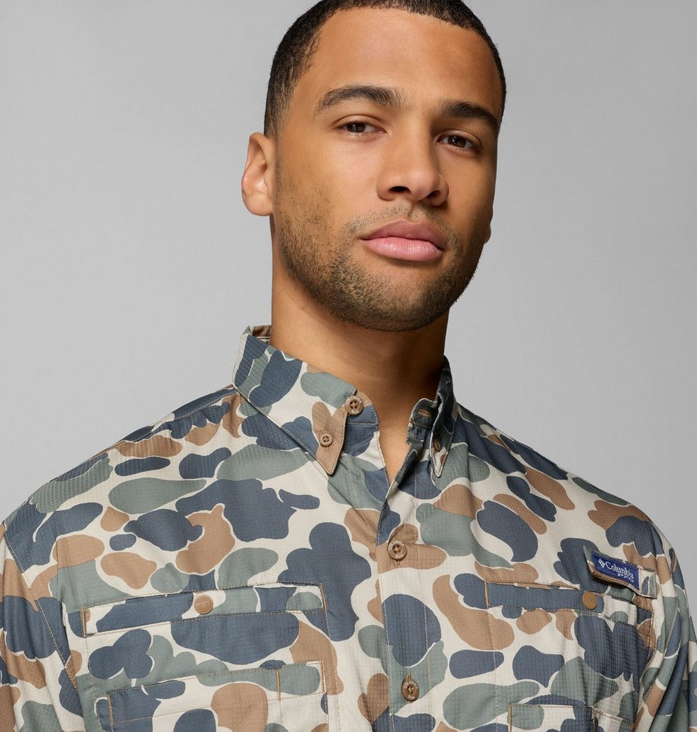 Men's Vented Short-Sleeve Fishing Shirt - Green Gingham