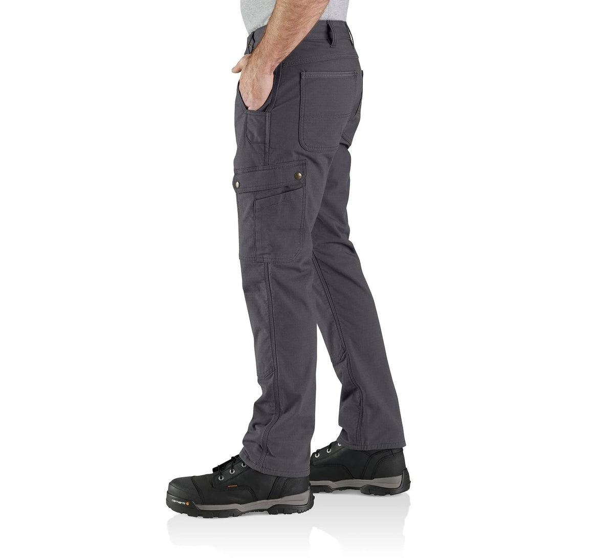 Fleece-Lined Ripstop Cargo Work Pants - Shadow