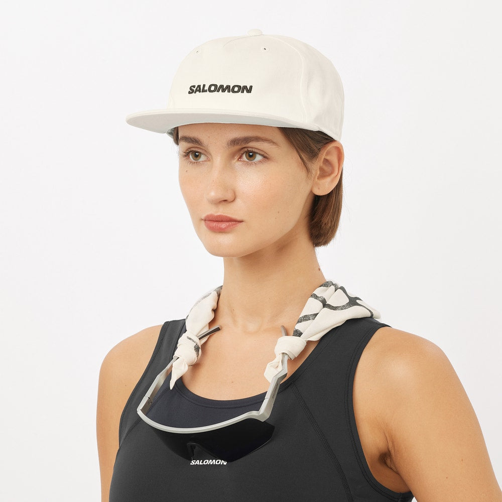 Unisex Cotton Flat Brim Cap - White