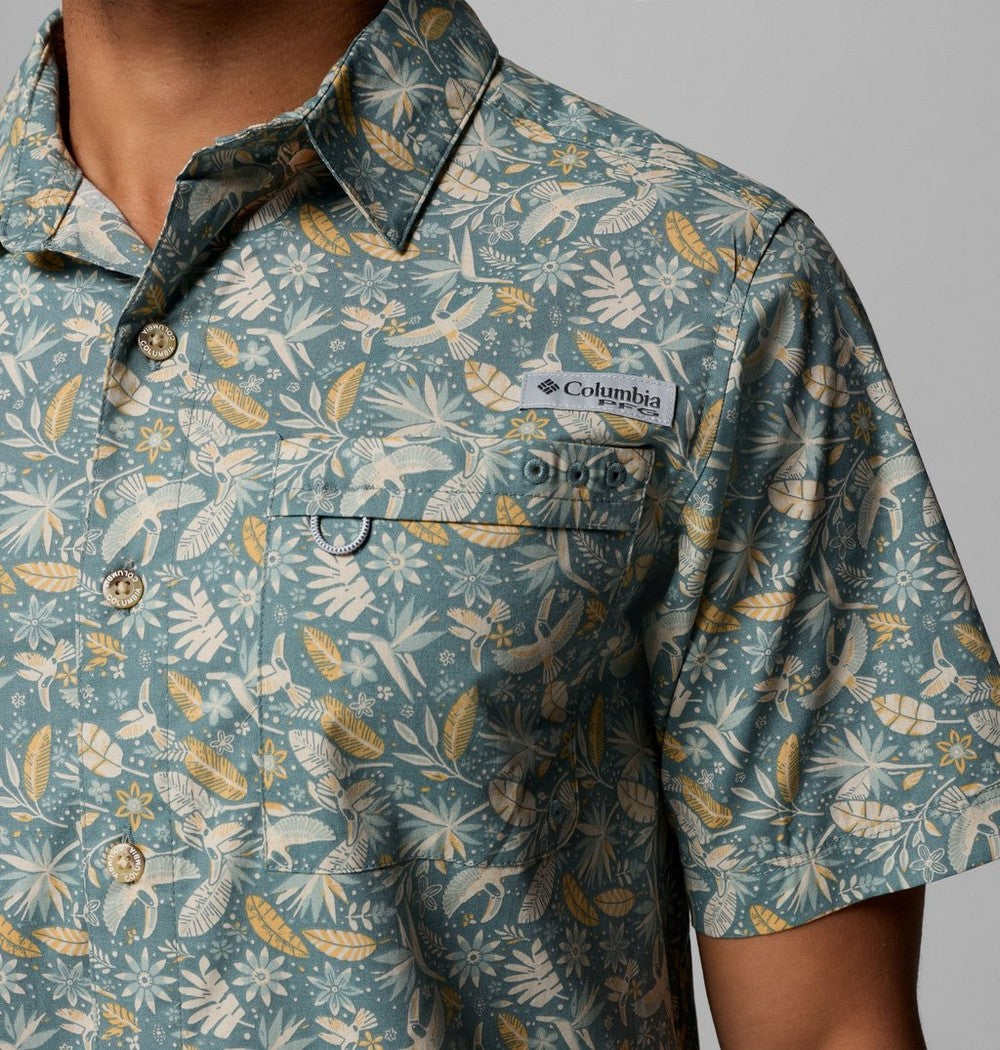 Men's Short-Sleeve Cotton Camp Shirt - Gray