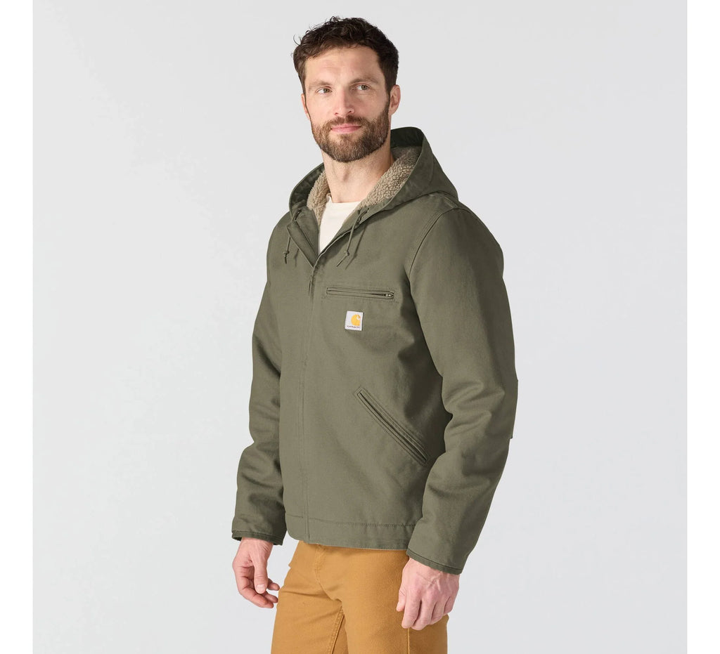 Men's Sherpa-Lined Cotton Canvas Jacket - Gravel