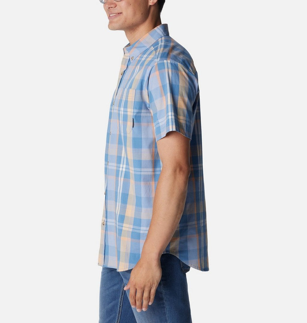 Men's Stretch Short Sleeve Plaid Shirt - Navy