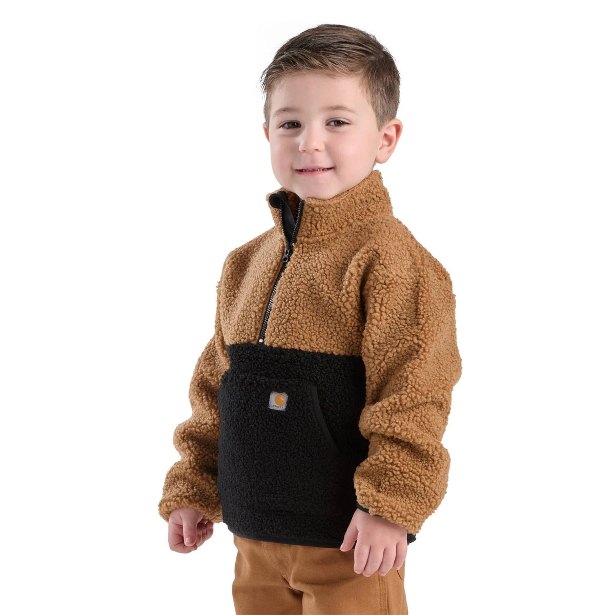 Boys' Sherpa Quarter-Zip Pullover - Black