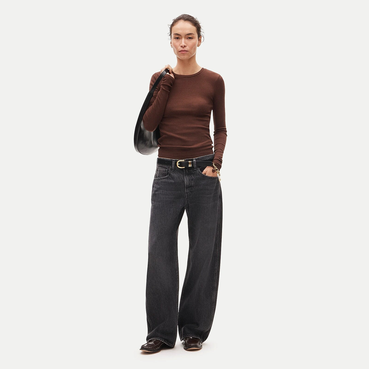 Women's Ribbed Long-Sleeve T-Shirt - Black