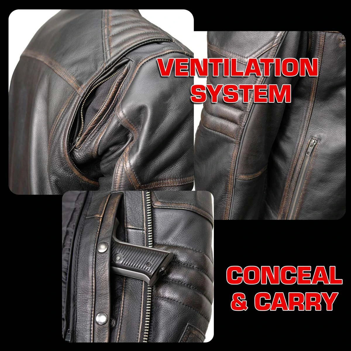 Men's Naked Cowhide Motorcycle Jacket - Brown