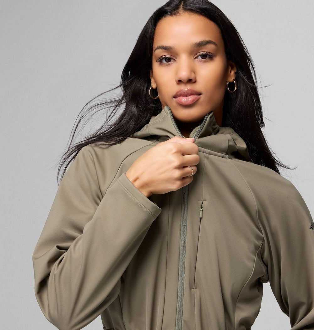 Women's Hooded Softshell Jacket - Stone Green