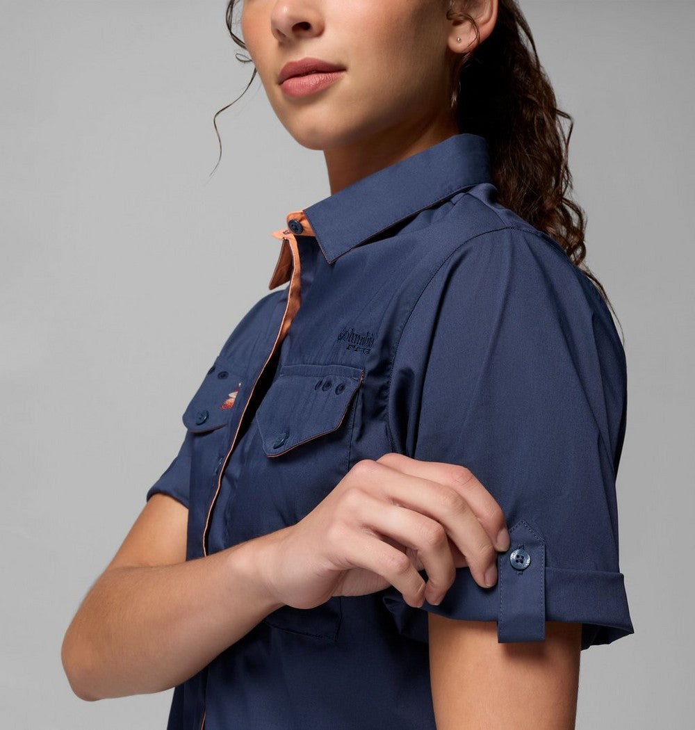 Women's Short Sleeve Fishing Shirt - Navy