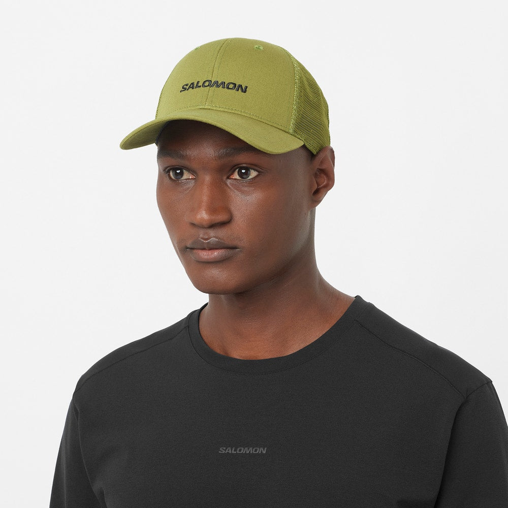 Cotton Mesh Trucker Cap - Brown