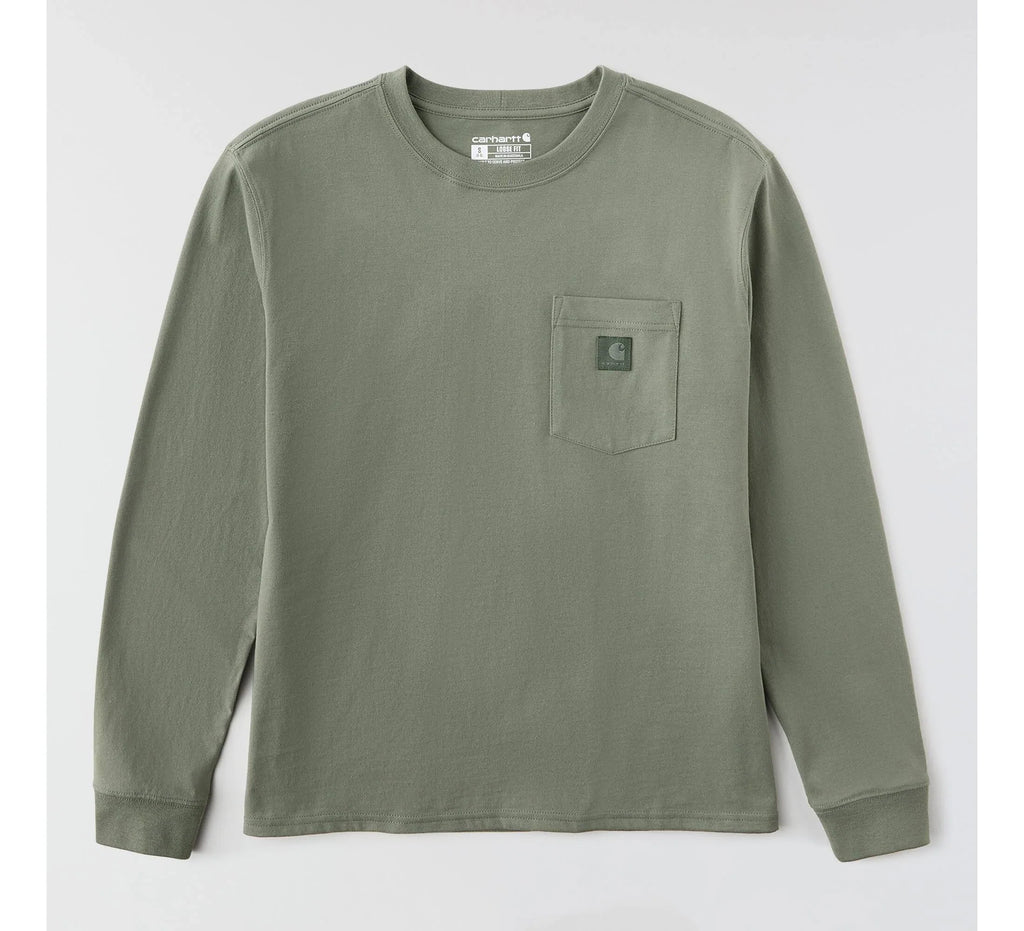 Women's Loose Long Sleeve Pocket T-Shirt - Olive