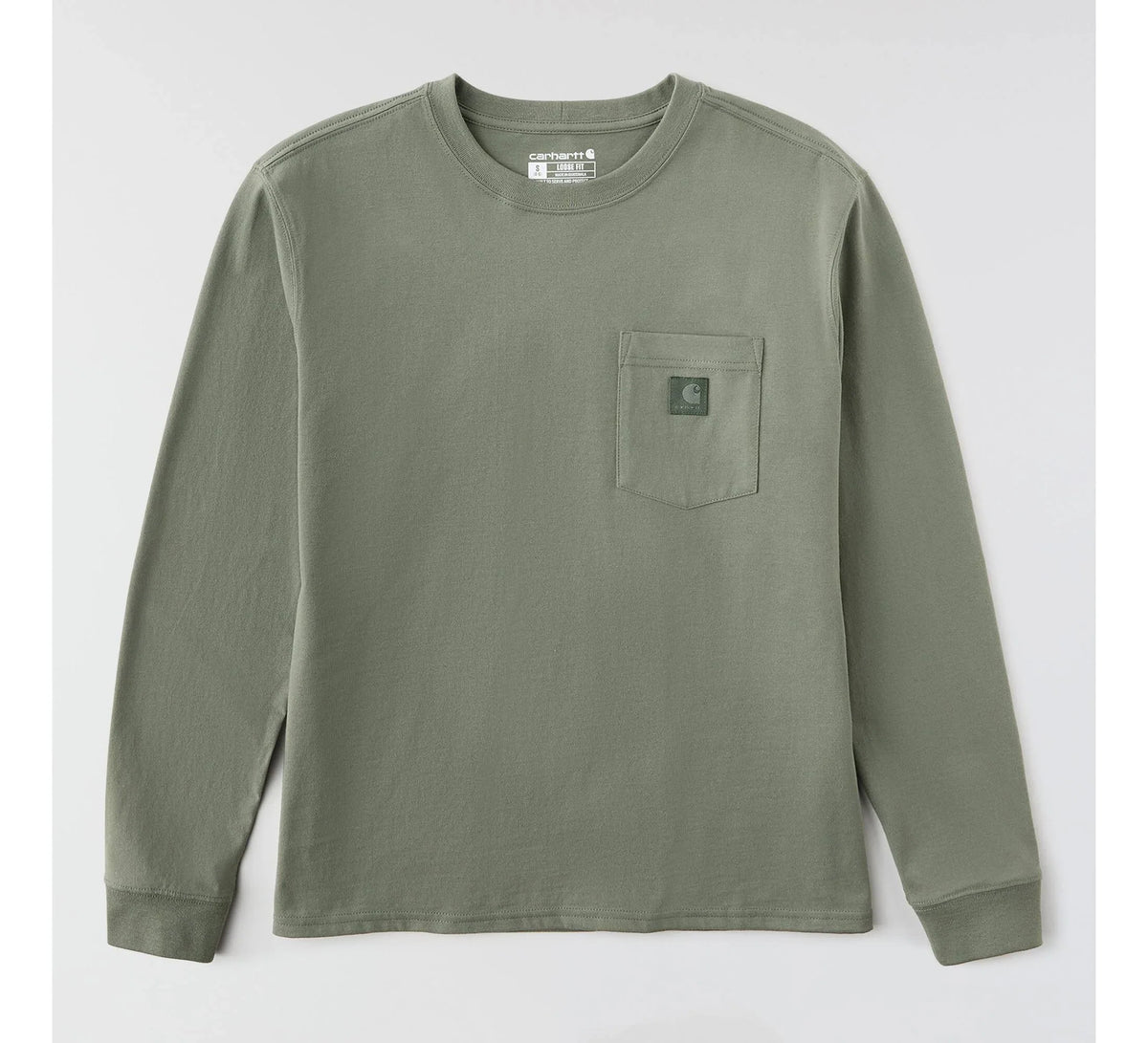 Women's Loose Long Sleeve Pocket T-Shirt - Olive