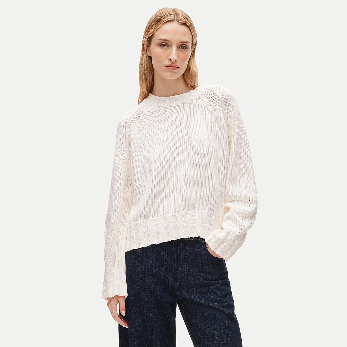 Relaxed Cotton Crewneck Sweater - Black
