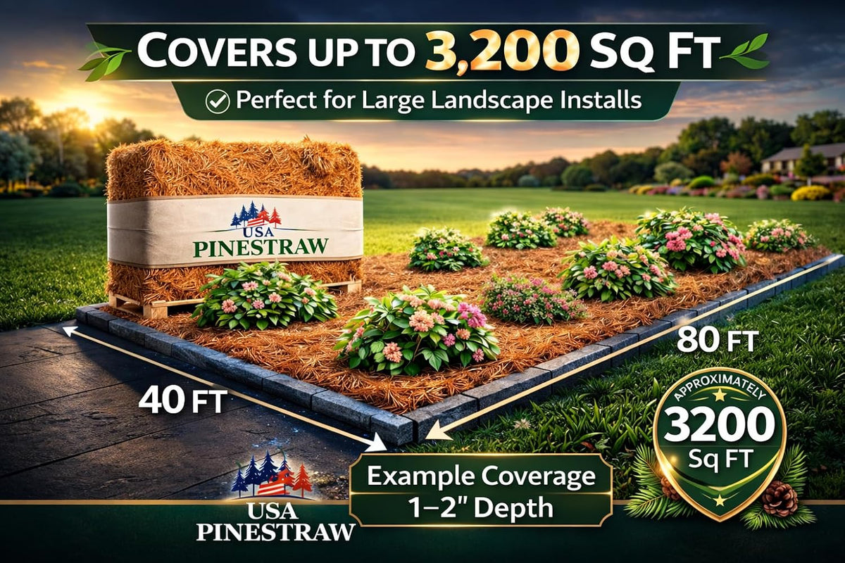 USA Pinestraw Long Needle Pine Straw Mulch, 2400 Sqft Coverage, 1 Set