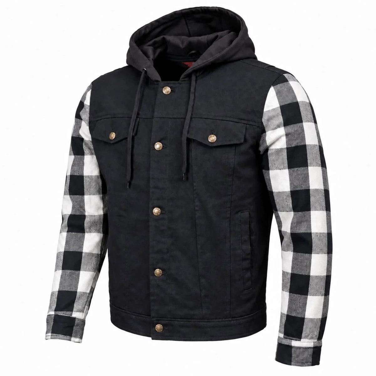 Men's Armored Denim Hooded Motorcycle Jacket