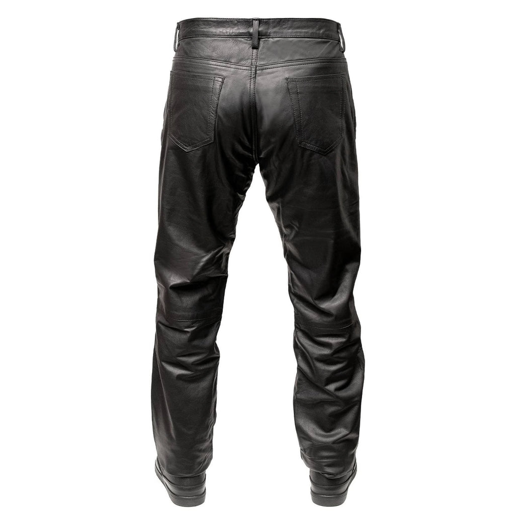 Men's Leather Motorcycle Pants - Black