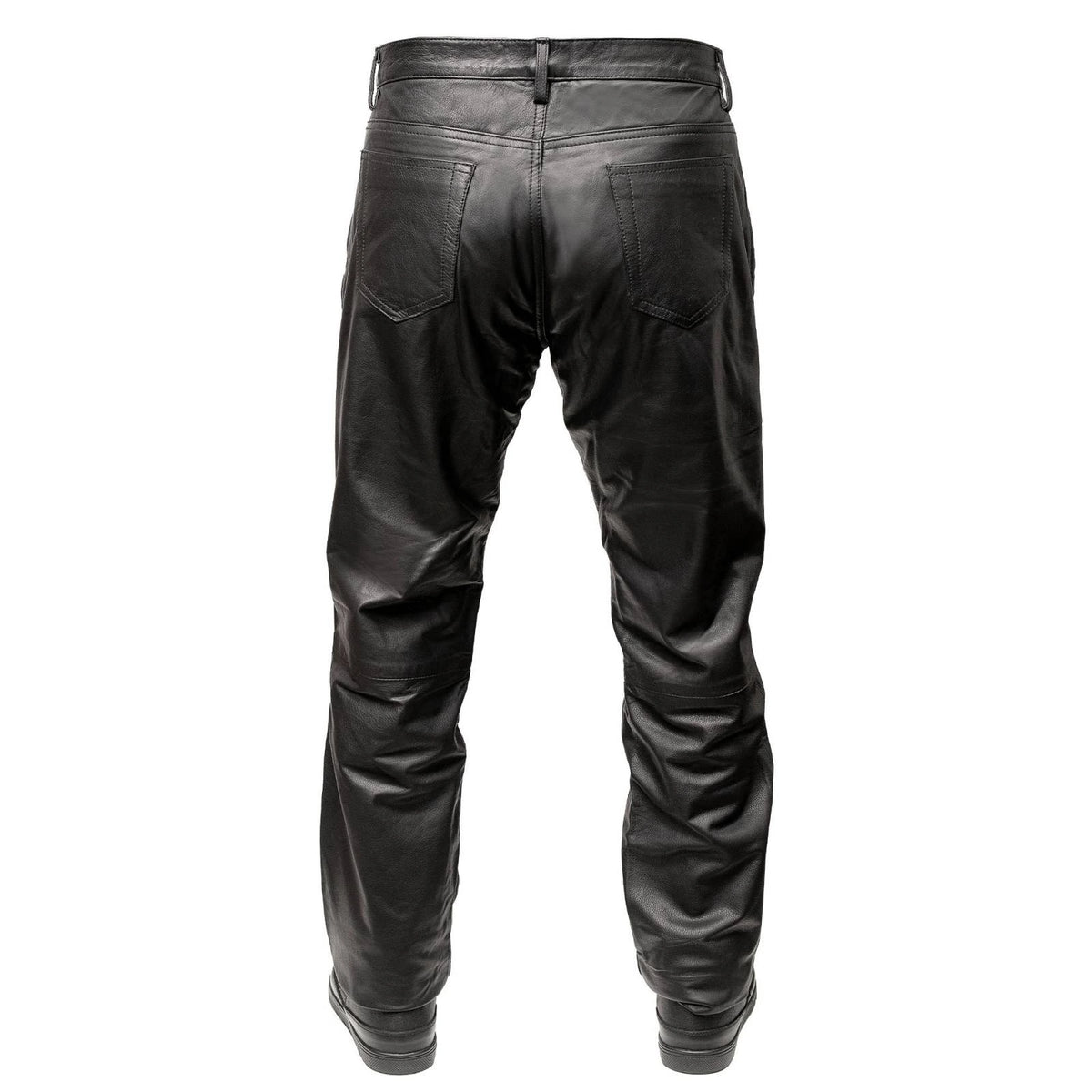 Men's Leather Motorcycle Pants - Black