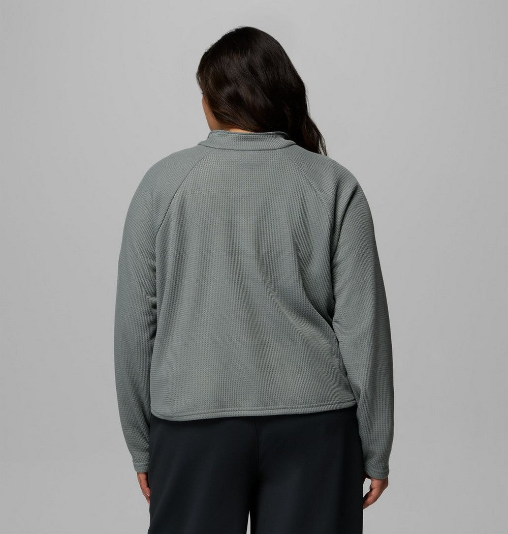 Women's Plus Waffle-Knit Half-Snap Shirt - Gray