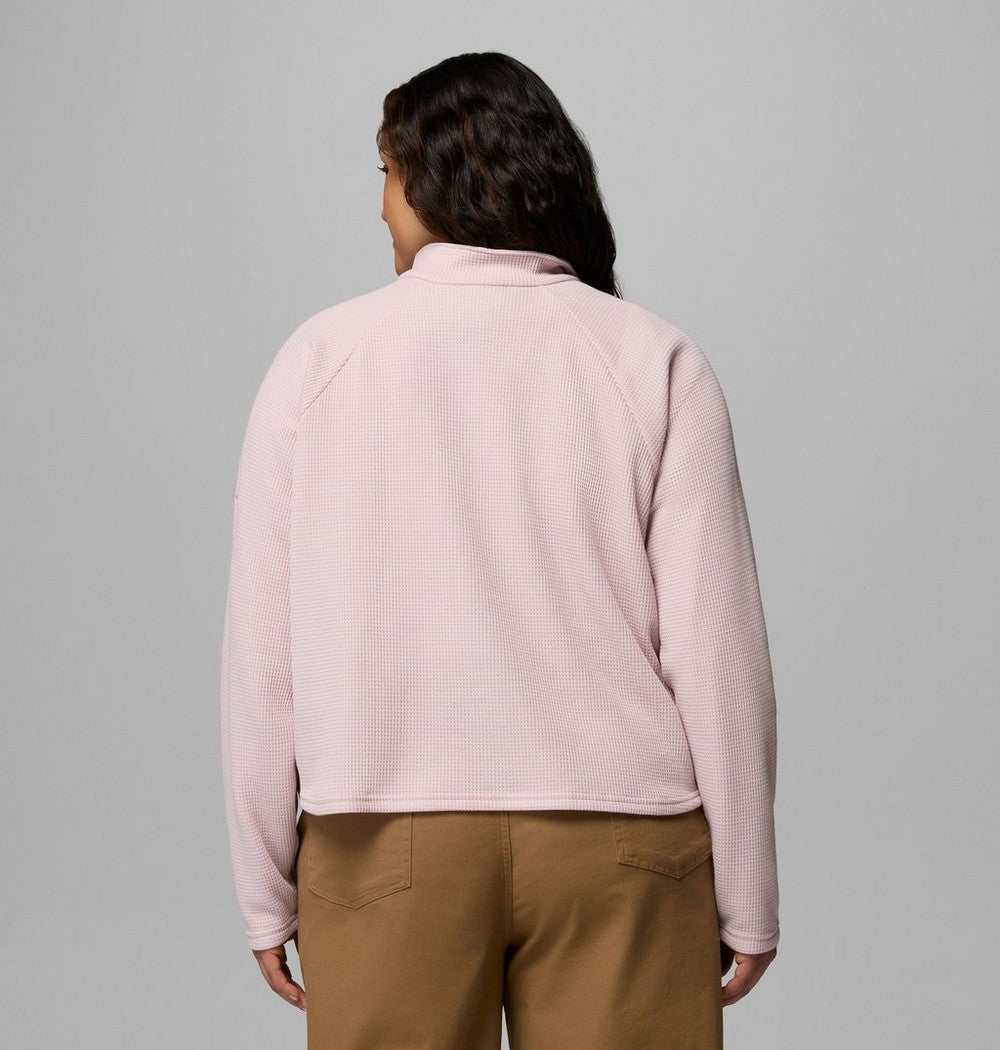 Women's Plus Waffle-Knit Half-Snap Shirt - Gray
