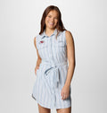 Women's UPF 50 Woven Fishing Dress - Gray Stripe