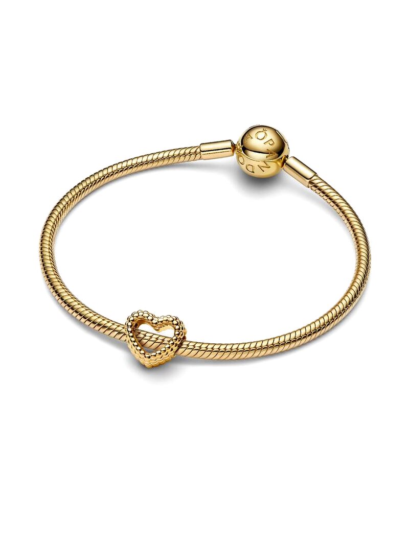 Gold-Plated Beaded Open Heart Charm